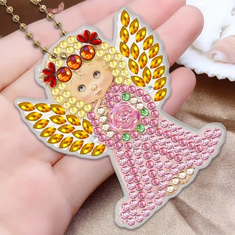 Diy 5d Angel Diamond Painting Keychain Kits Full Diamond - Temu