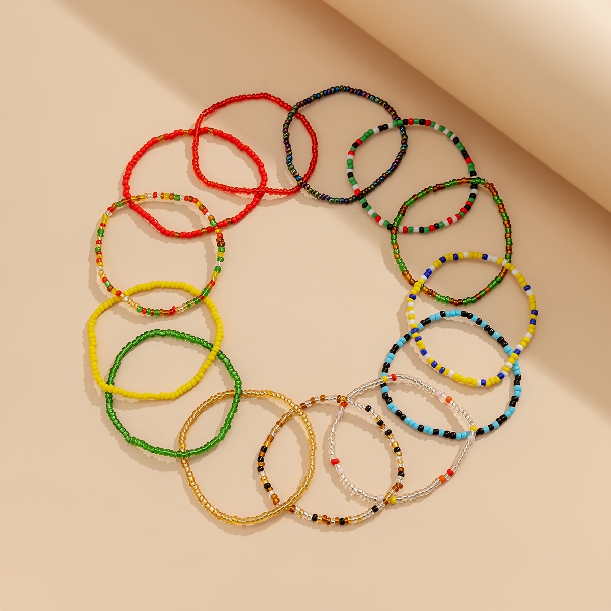 6pcs/Set Bohemian Vintage Handmade Beads Elastic Bracelets, Women's Holiday  Style Beads Bracelet Combination