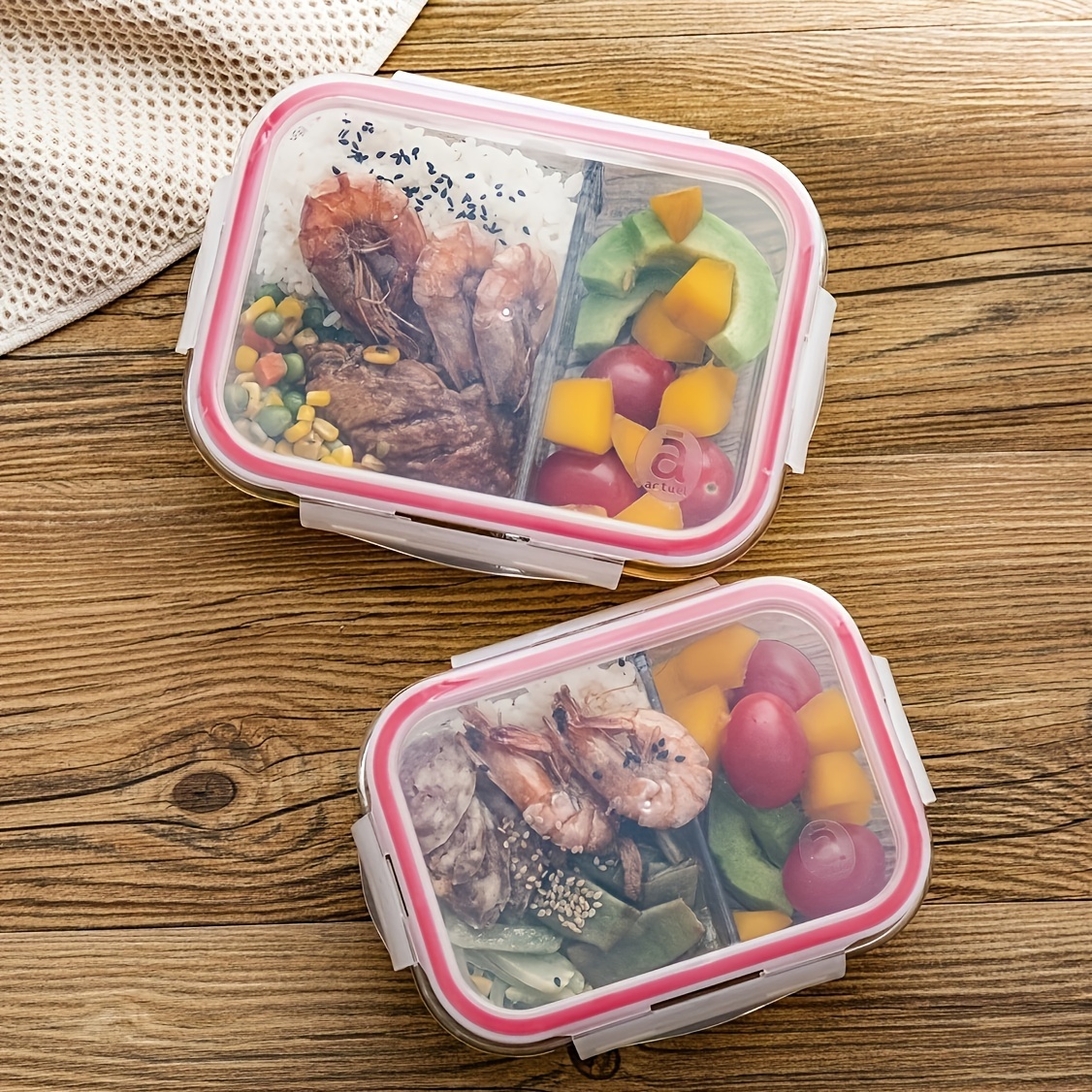 1pc Blue Heatable Bento Box With Dividers, Fresh-keeping And