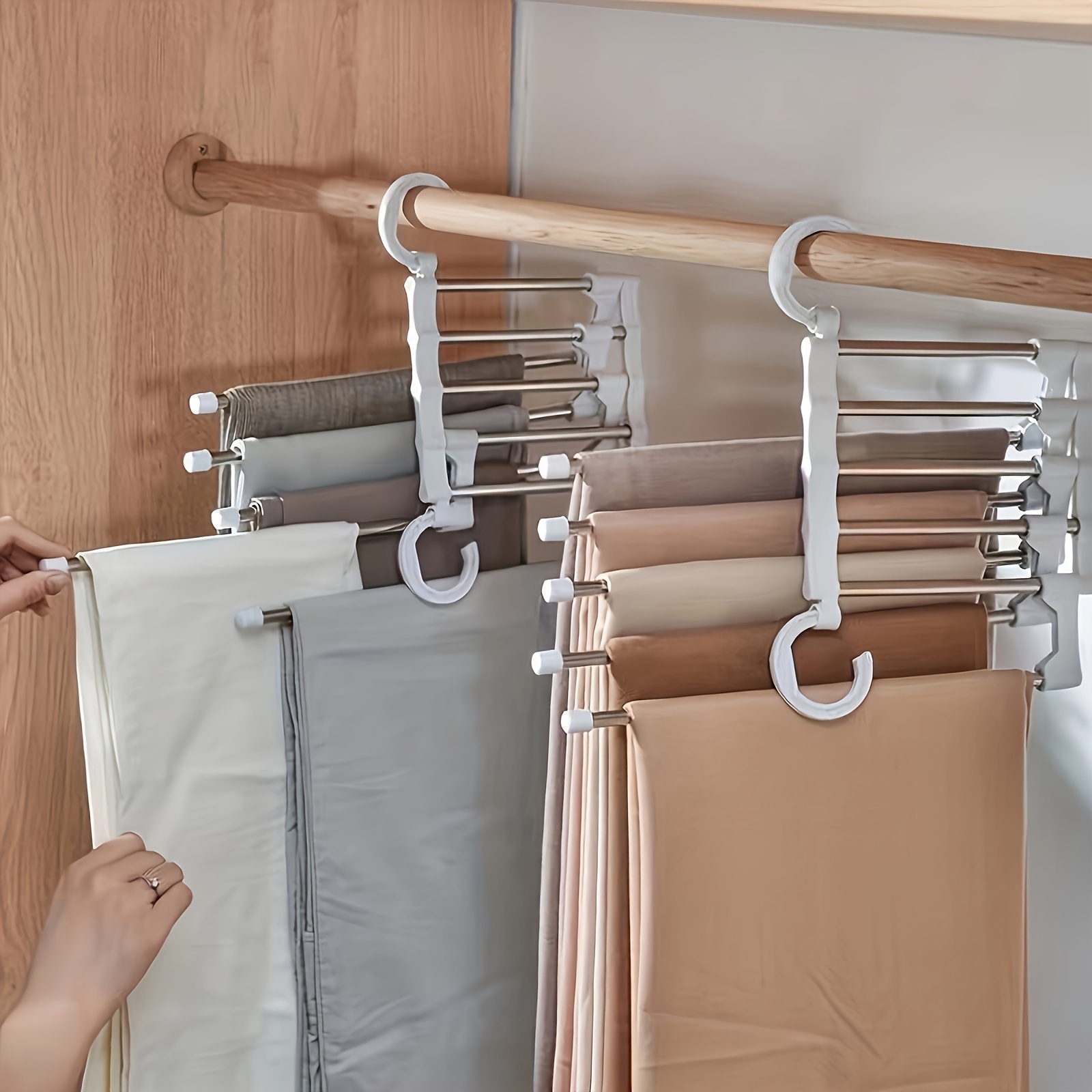 Folding Pants Hangers With Multi tier Stainless Steel - Temu