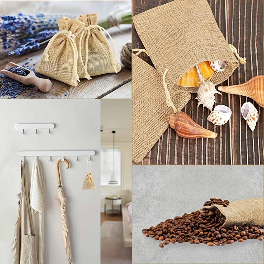 110pcs Beige Linen Gift Bags with Nylon Drawstrings