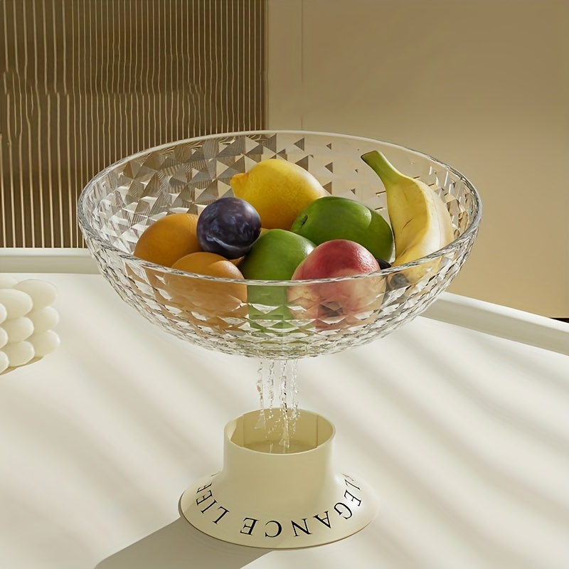 Plastic Countertop Fruit Tray With Lid Round Large Storage - Temu