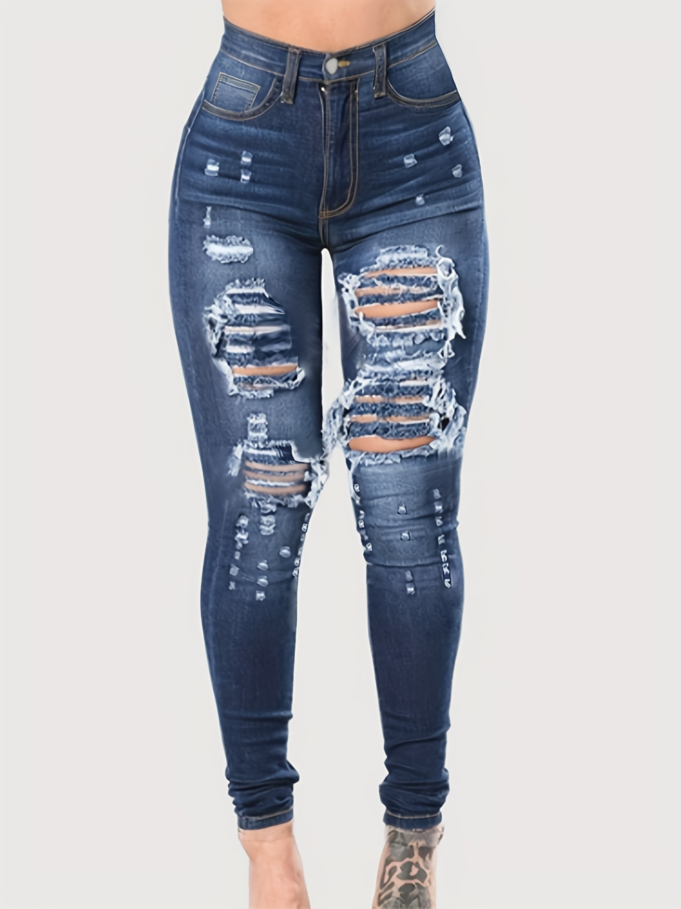 Plus Size Ripped Jeans - Temu Canada