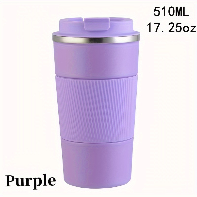  12 Oz Insulated Coffee Mug with Push Button Lid - Leakproof  Reusable Travel Thermos Water Bottle - 304 Food Grade Stainless Steel Tumbler  Cup for Coffee, Water, Tea - 12 Hours