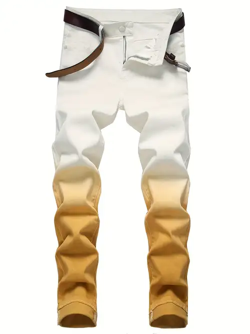 Pantalones vaqueros blancos ,Sueltos y rectos para hombre, Jeans largos,  ropa a la moda, ideal para otoño/invierno