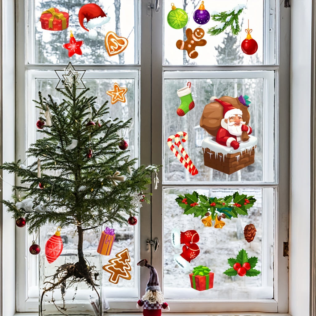 Waterproof Christmas Tree Design Snowflake Sticker Glass - Temu