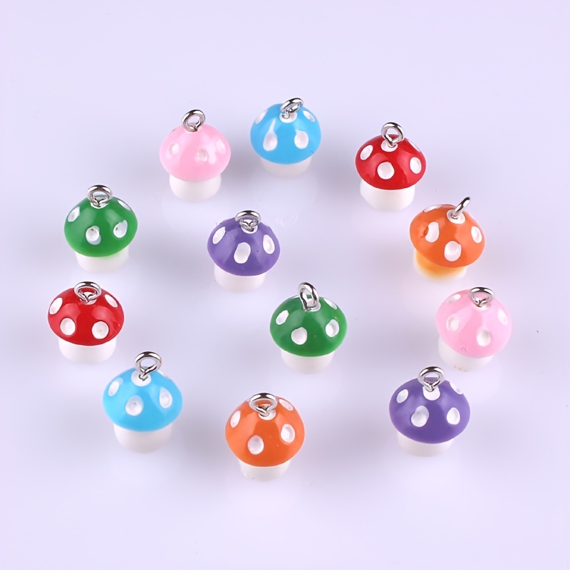 10pcs 3D Mushroom Resin Pendant Charm Cobachon Flat Decoration Iphone Case Jewelry Handcraft Accessories DIY Deals