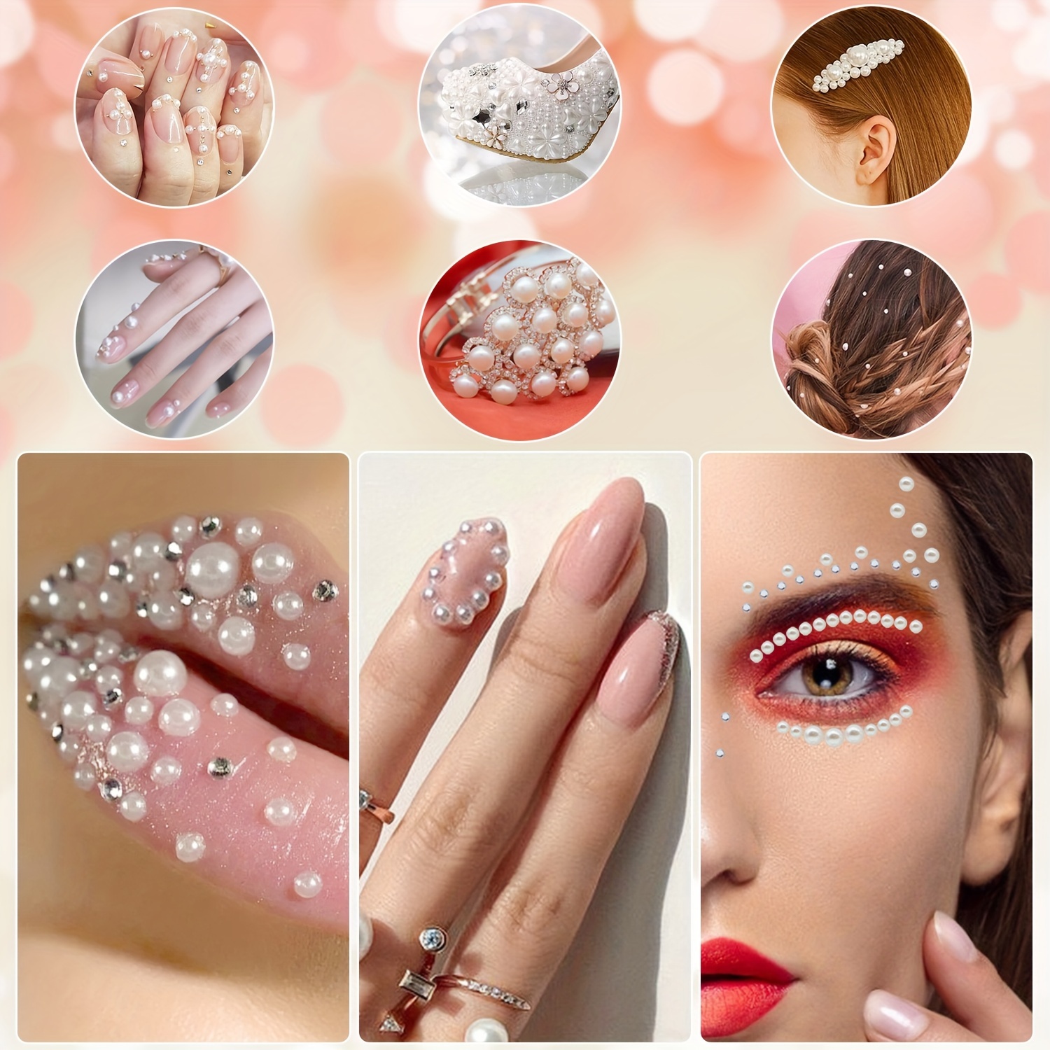 Eye Gems Face Jewels Acrylic Pearl Sticker Decal Party Body Art