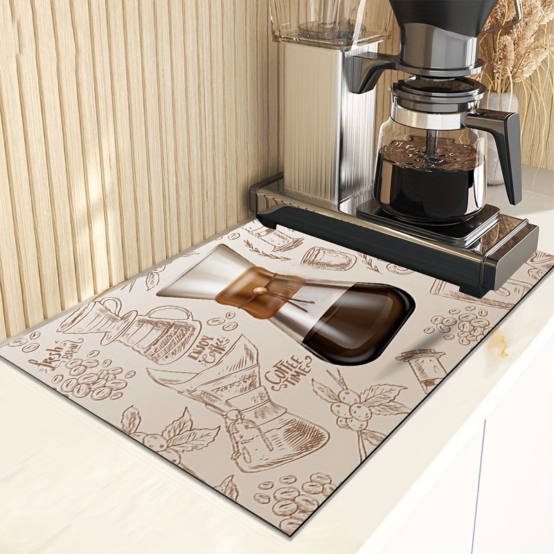 Black Coffee Mat Coffee Maker Mat Absorbent Mat For - Temu