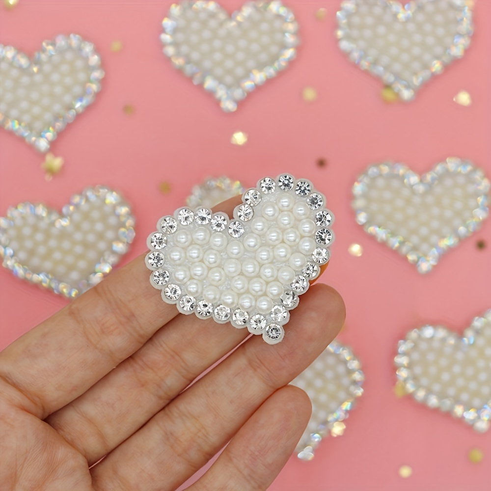JKJF Clear Rhinestone Love Heart Patches Appliques Patches Garment  Embellishments Patch for Jeans Jackets Bags Backpacks Hats Shoes Clothes