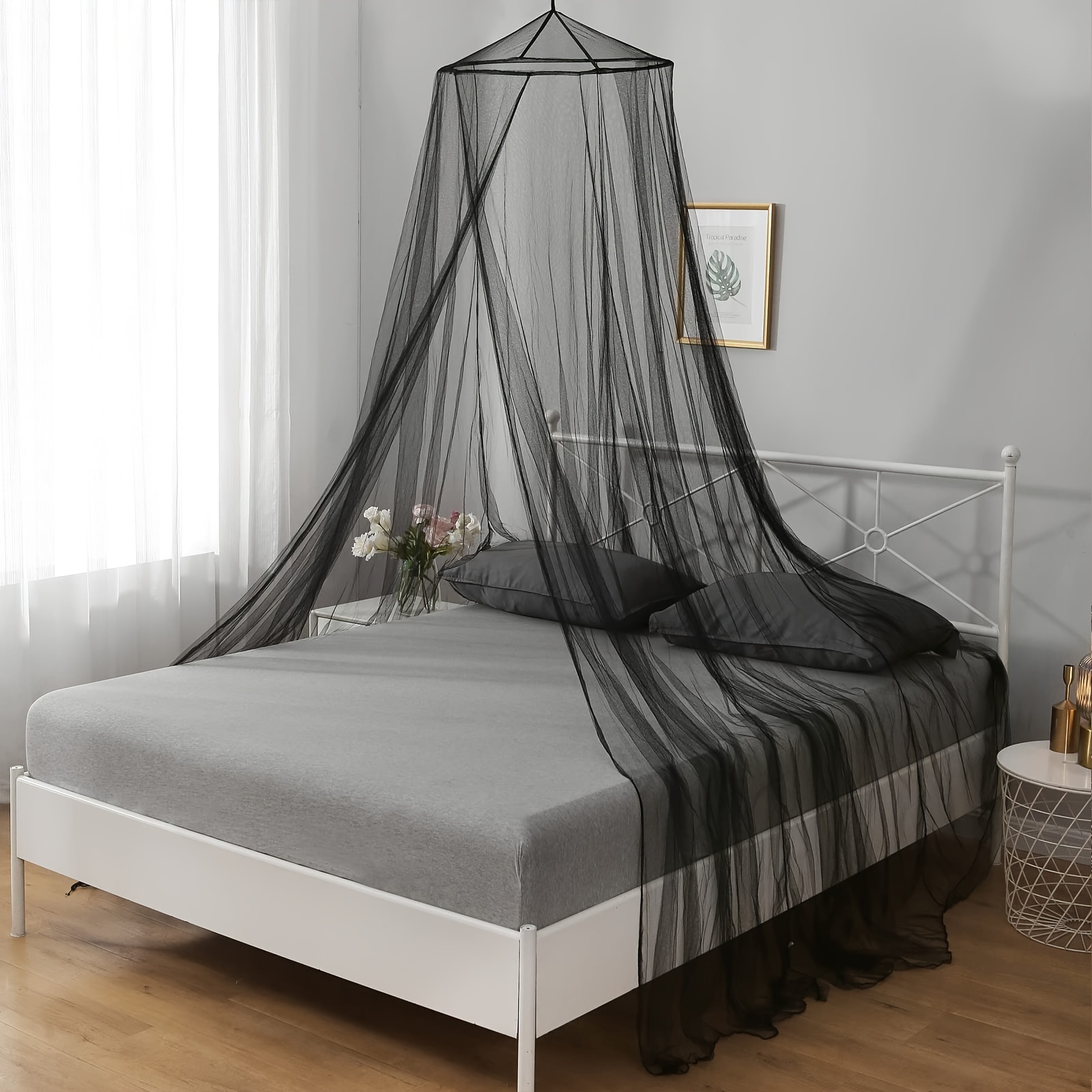Mosquito Net Bed Canopy Black/white Color Garden Camping - Temu