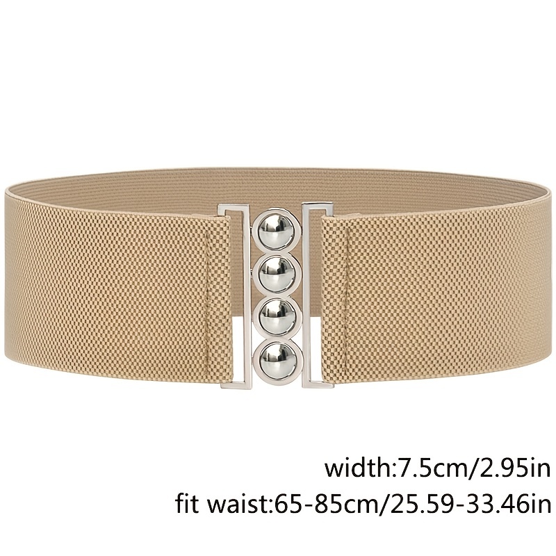 BOLEROSE Wide Elastic Cinch Stretch Waistband Retro Gold Bow Buckle Waist  Belt (Light Brown, S) at  Women's Clothing store