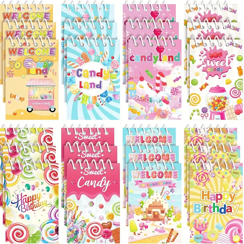 24 Piezas De Mini Libretas De Notas Para Fiestas De Candyland Estilo  Piruleta Dulce, Cuadernos De Bolsillo En Espiral Para Niños, Divertidas  Libretas