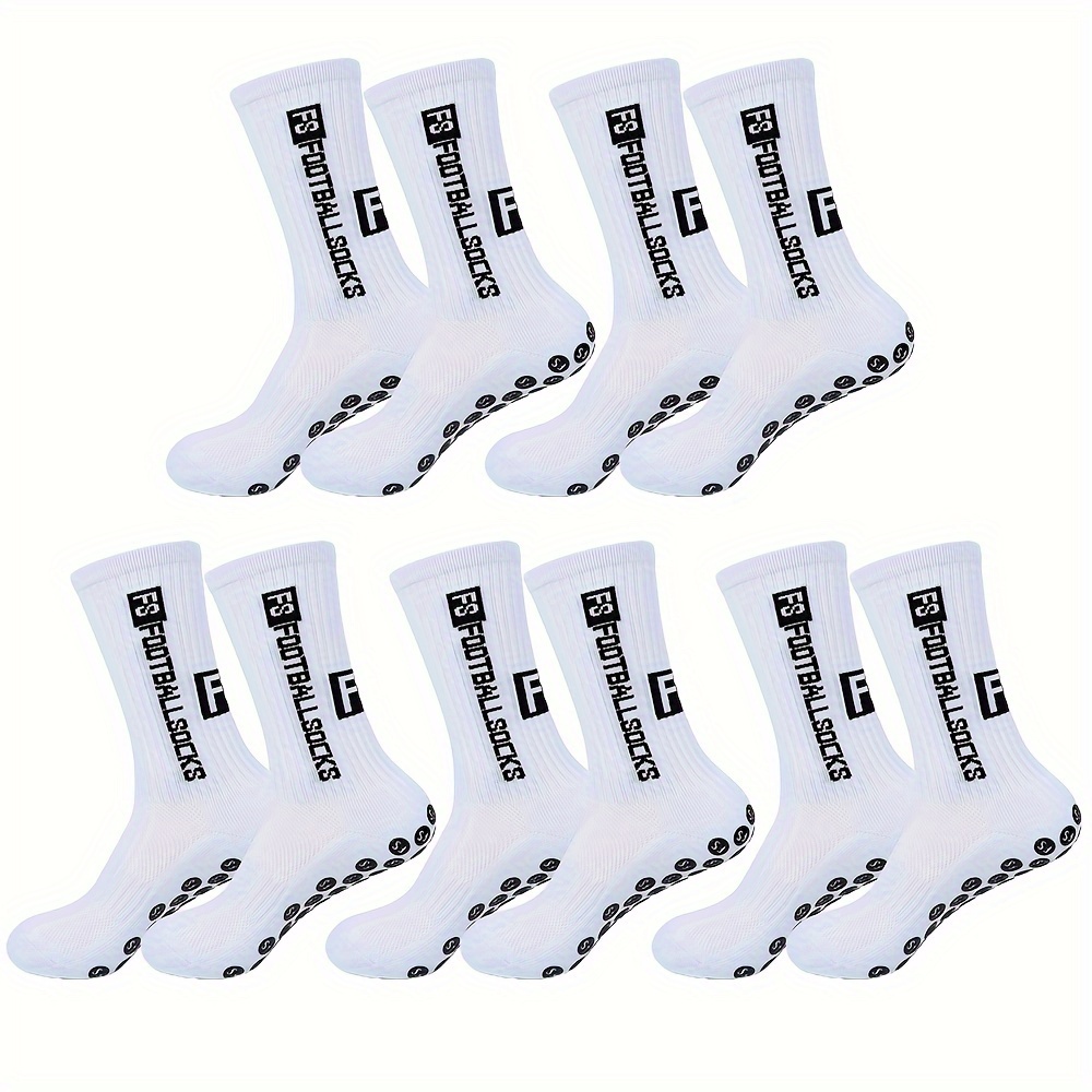 

5pairs Non-slip Football Socks With Grip Pads, Breathable Outdoor Sports Socks For Soccer, Rugby, Basketball, Running
