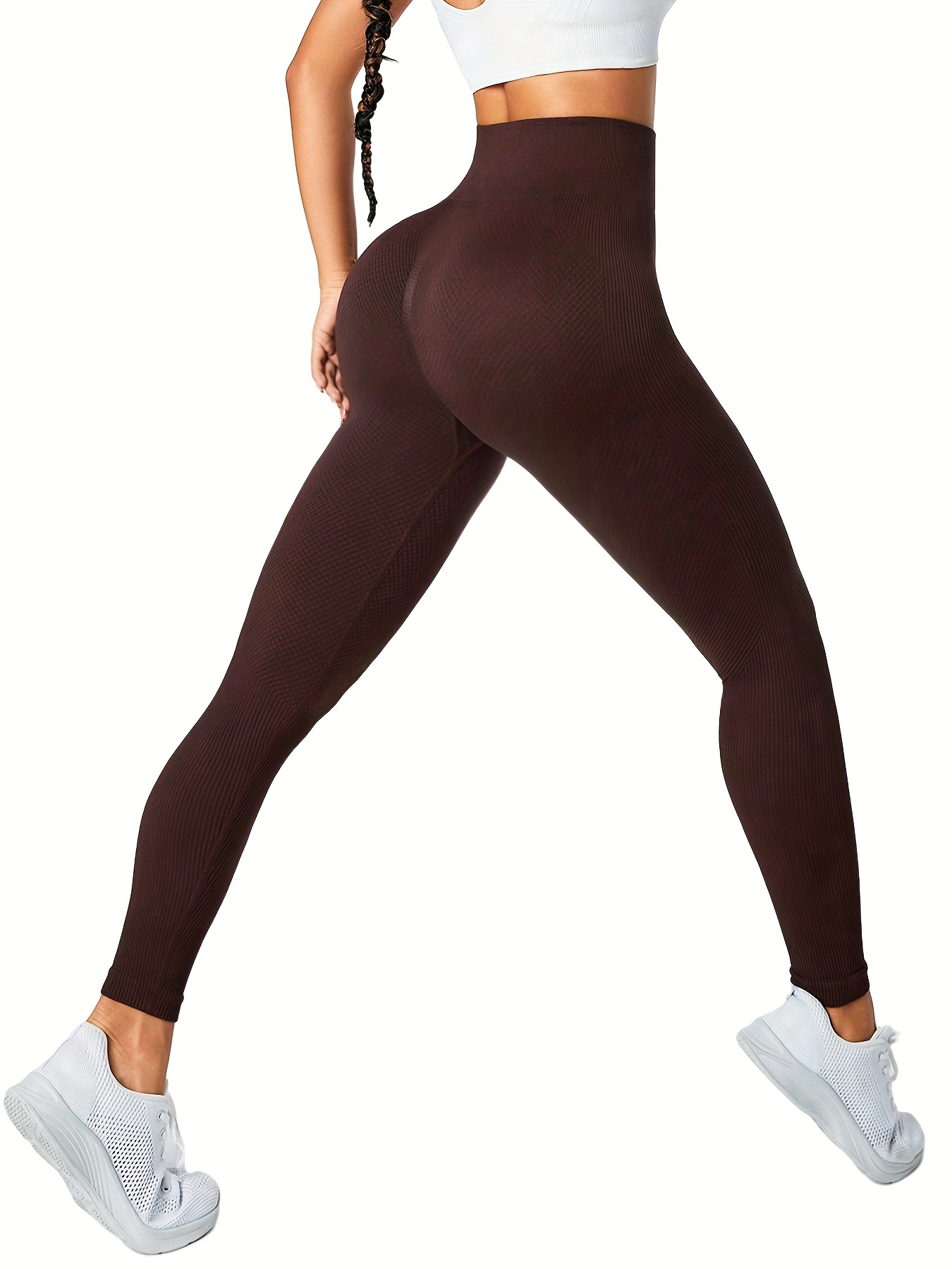 Pantalones De Yoga De Color Sólido, Leggings Deportivos De Alta Elasticidad  Para Correr Y Hacer Ejercicio, Ropa Deportiva Para Mujeres