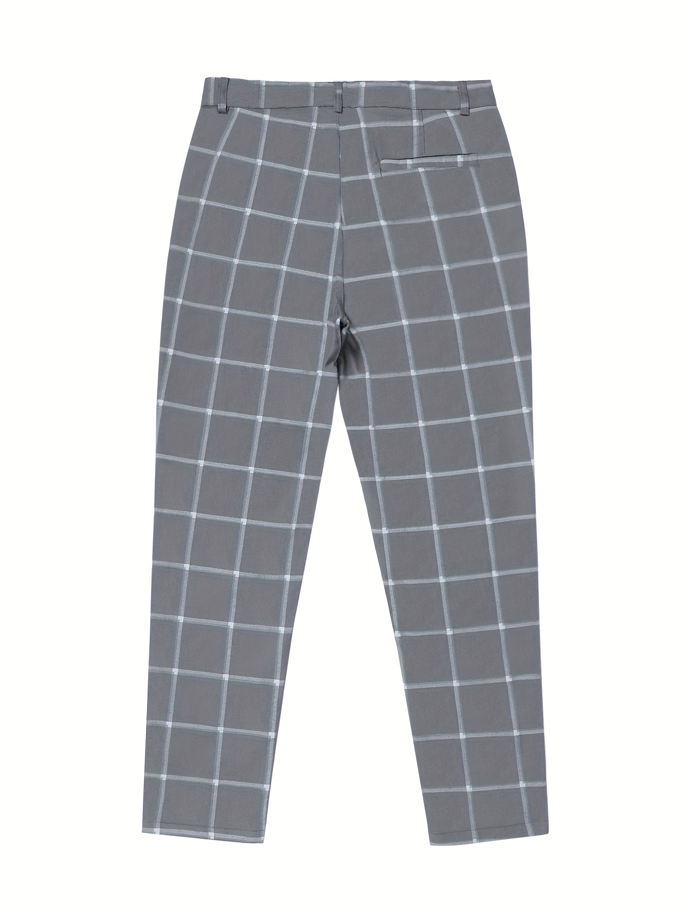 Slim Fit Elegant Plaid Slacks Men's Casual Vintage Style - Temu