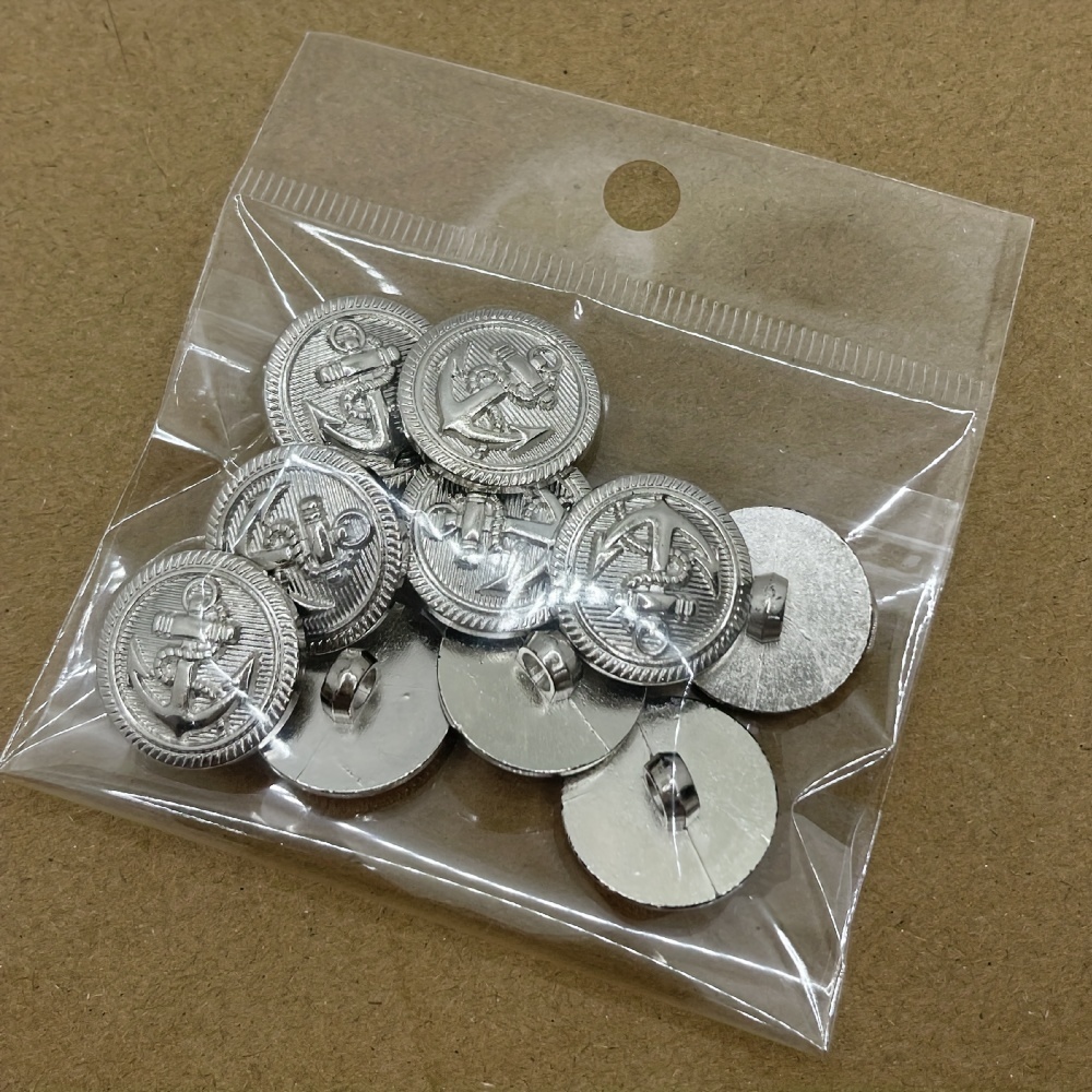 2 Hole Vintage Silver Metal Buttons 3/4 inch (10 pcs)