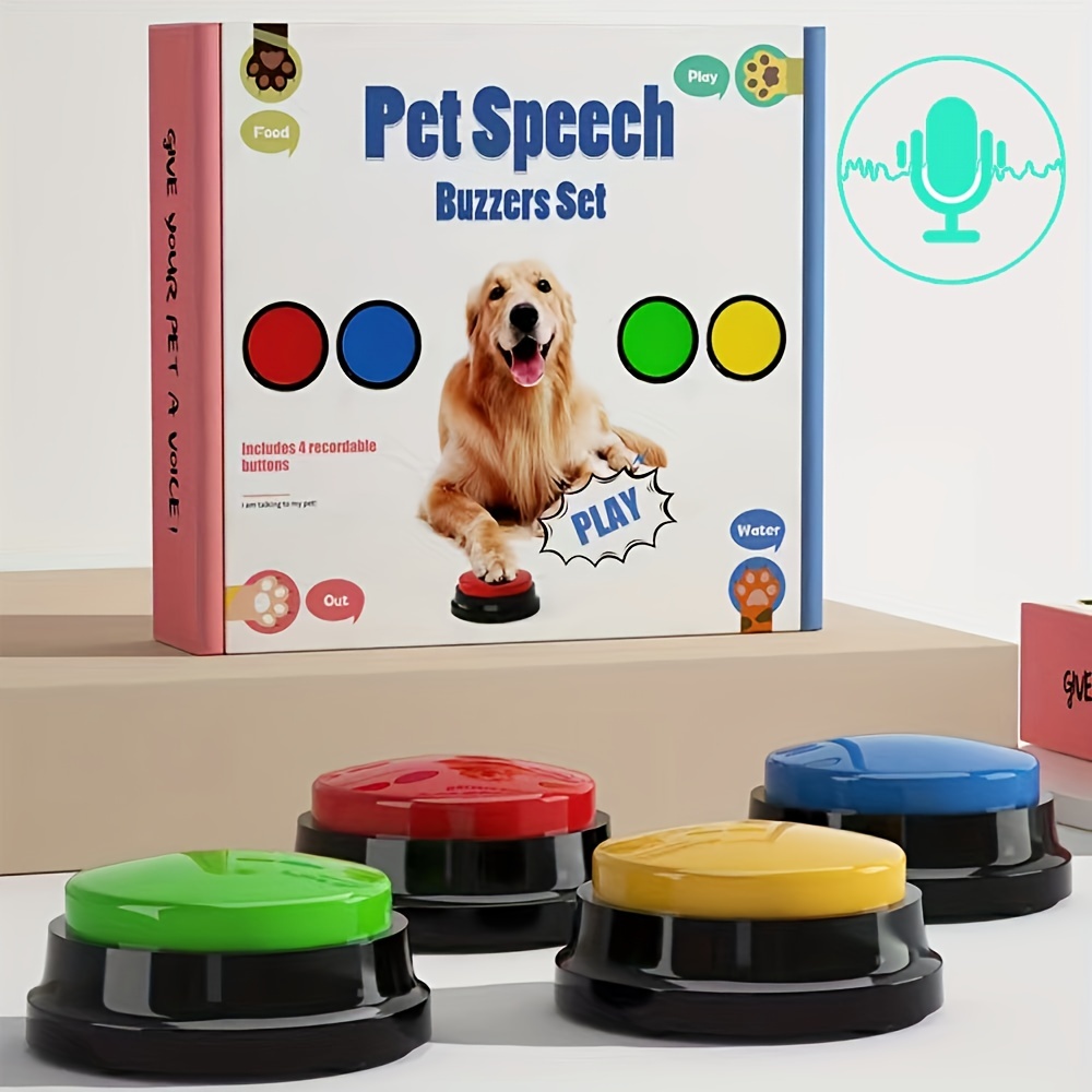 ZWMBYN Juego de 8 botones de perro de colores para comunicación, botones de  entrenamiento grabables para perros, juego de botones de zumbadores con 25  calcomanías y 4 alfombrillas, botones de : 