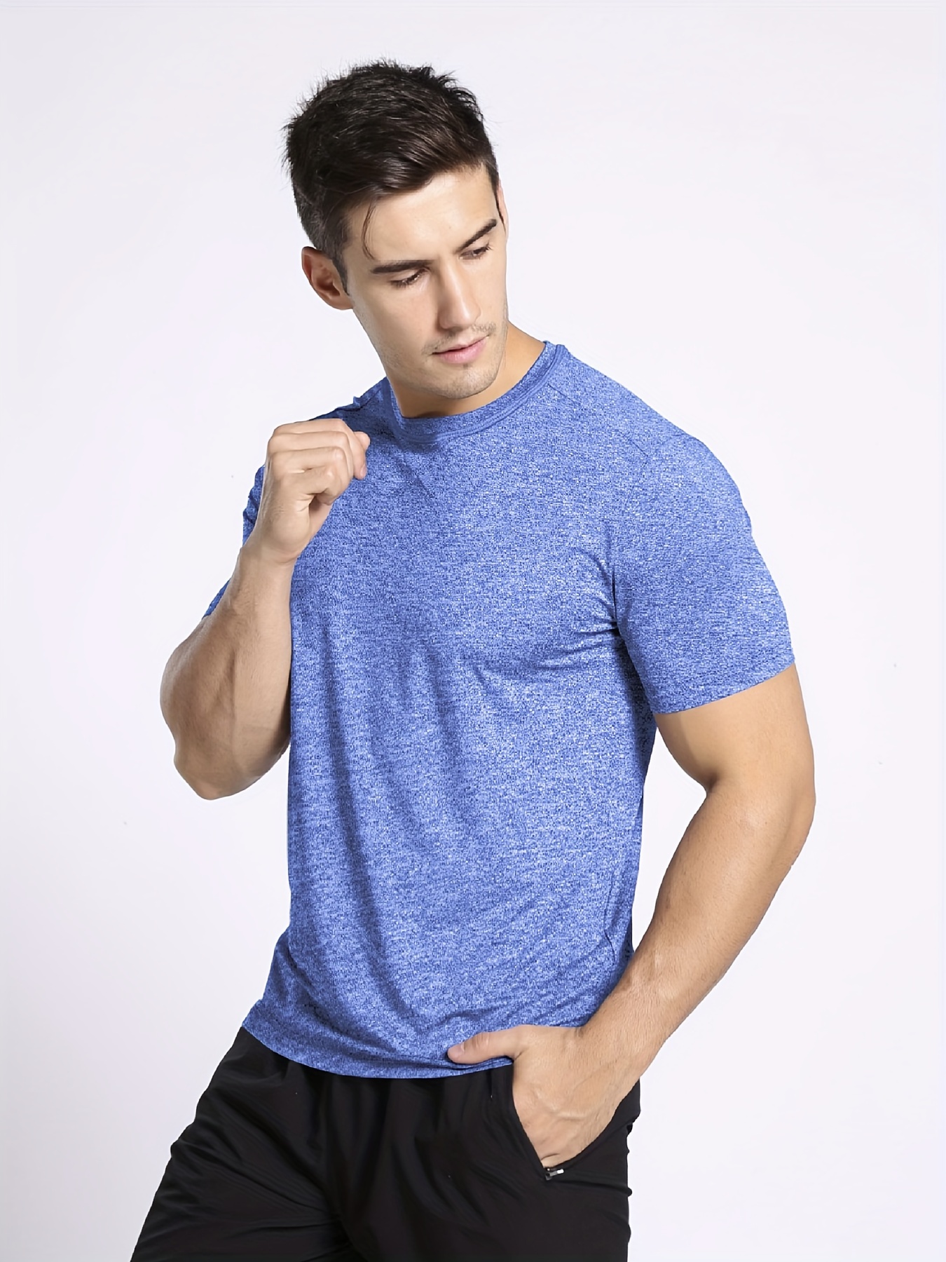 Men's Solid Knit T-shirt With Assorted Colors, Athletic Comfy Soft