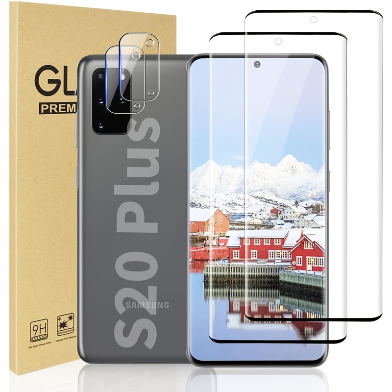 Protection d'écran en verre trempé pour Samsung Galaxy S20 Plus et objectif  d'appareil photo [reconnaissance des empreintes digitales] HD transparent
