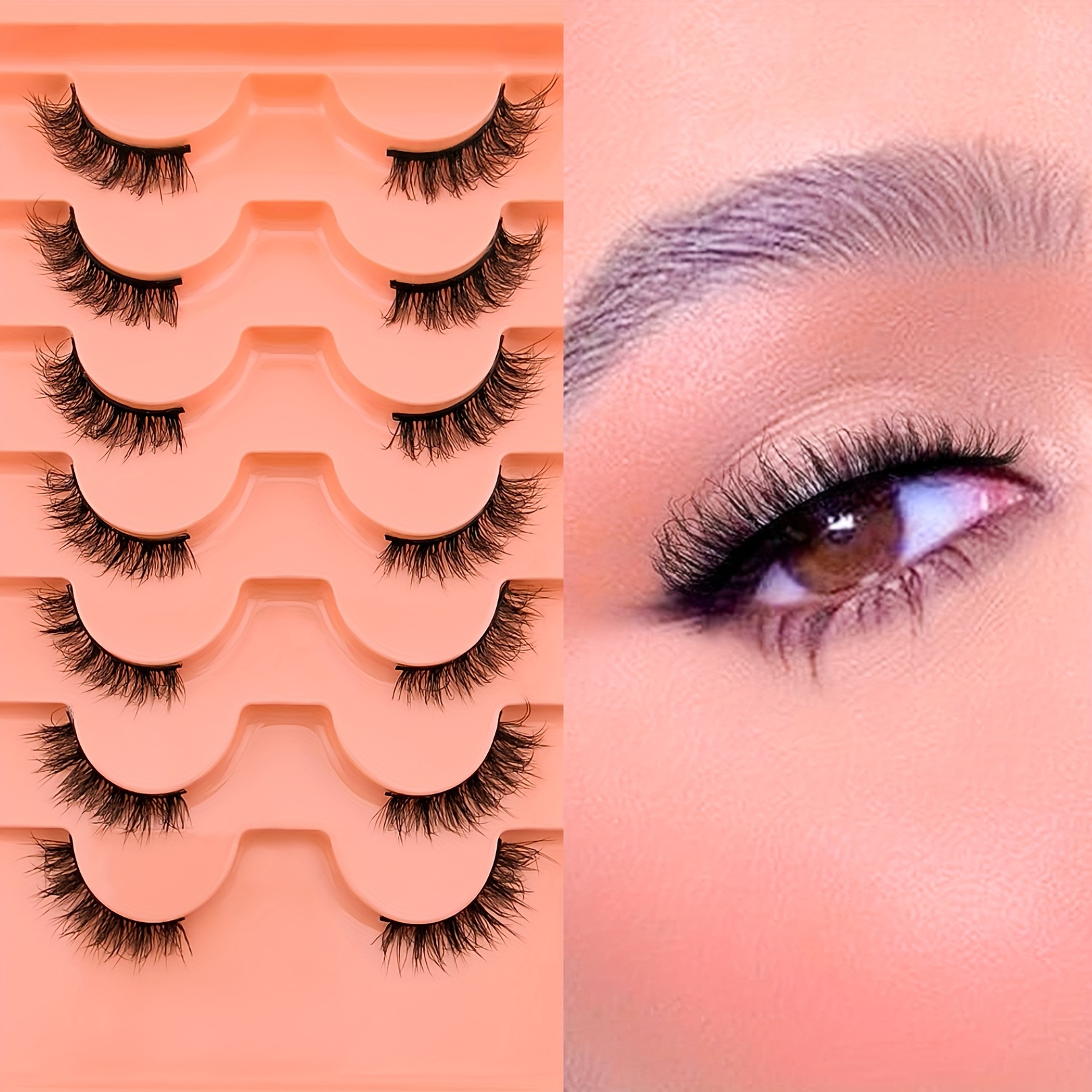 7 Pairs Of Fluffy And Thick Natural Mink-like False Eyelashes With Half And Volume