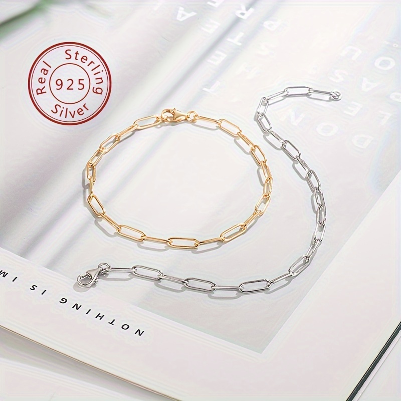 

1pc 925 Sterling Silver Link Chain Bracelet Simple Temperament Hand Chain Bracelet Jewelry