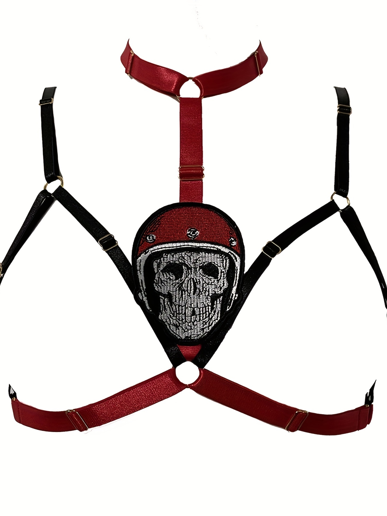 Goth Skull Open Chest Harness Bra Punk Halloween Red Body - Temu