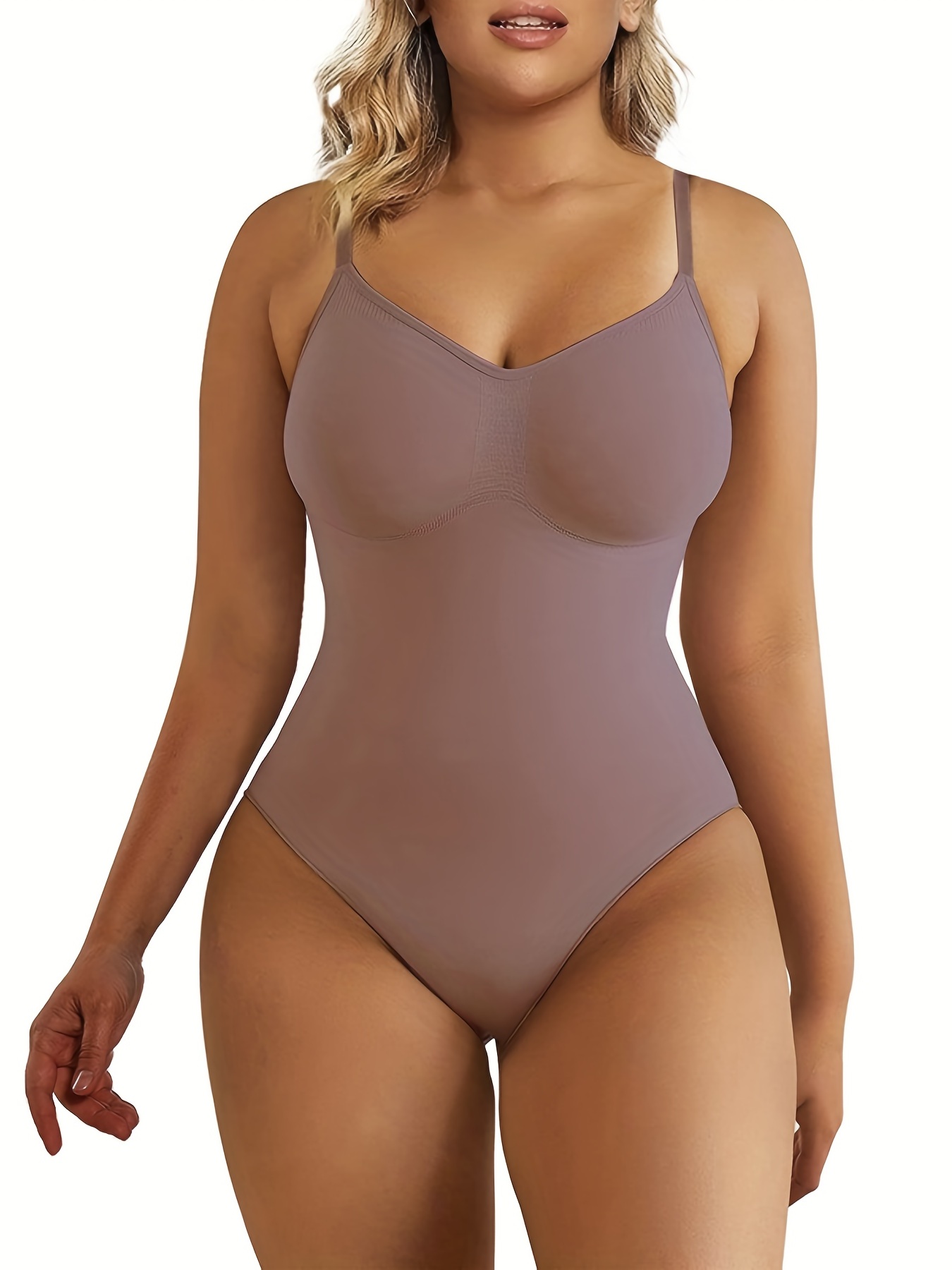 Seamless Solid Shaping Bodysuit Tummy Control Slimmer Thong - Temu Australia