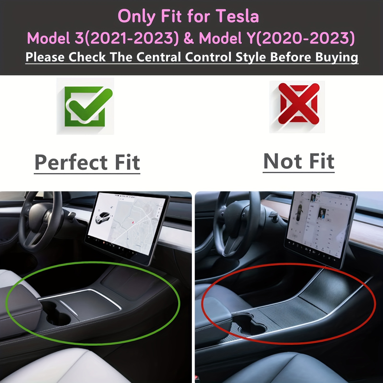 Covering console centrale - Tesla Model 3 et Y 2021-2023