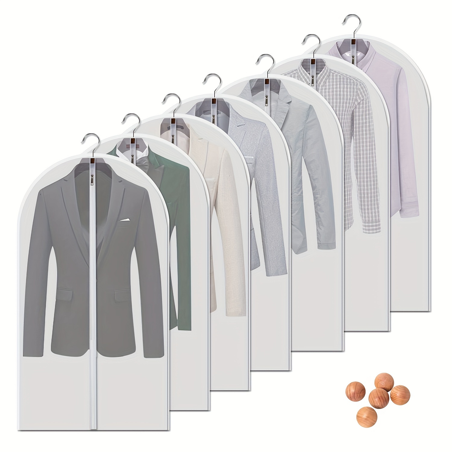Bolsa de ropa colgante con bolsa de ropa reforzada de 4 pulgadas (juego de  6) para bolsa de traje de almacenamiento para armario, fundas de vestido