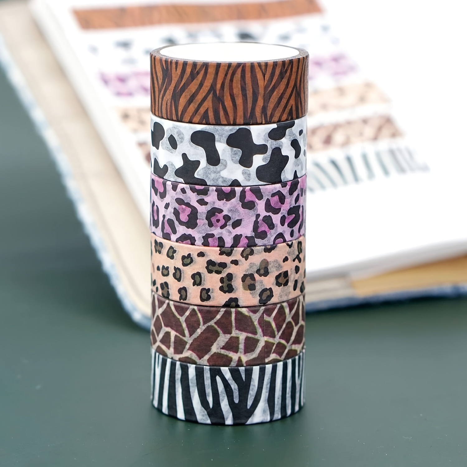 

6 Rolls Leopard Animal Print Washi Tape Cheetah Cows Zebra Masking Tape Decorative Tapes Adhesive Stickers For Diy Crafts Bullet Journal Scrapbooking Planner Gift Wrapping