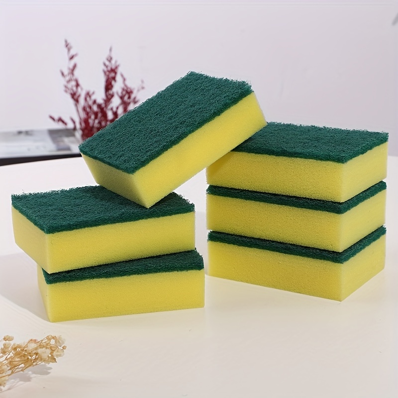 5pcs Multi-Purpose Double-Faced Sponge Scouring Pads Dish Washing Scrub  Sponge Stains Removing Cleaning Scrubber Brush For Kitchen Garage Bathroom