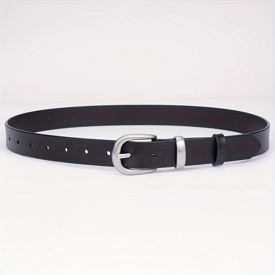 Plus Size Simple Leather Belt Classic Pin Buckle Solid Color