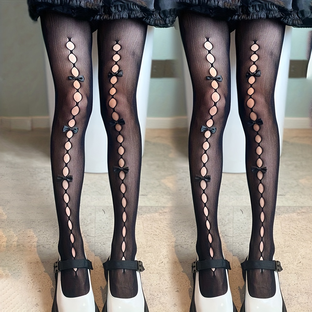 Black Cut-Out Bow Tights
