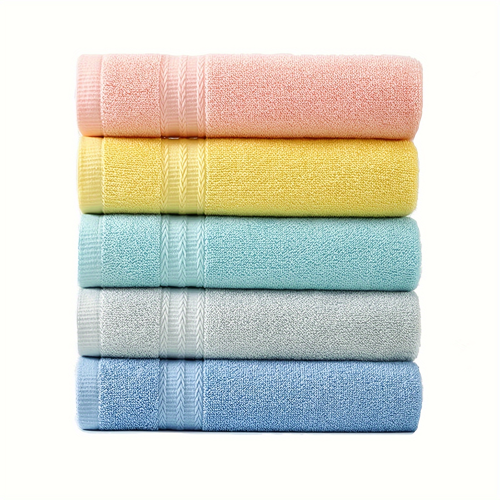 Solid Color Towel Set, 1/ 2 Bath Towels & 1/2 Hand Towels & 1/2