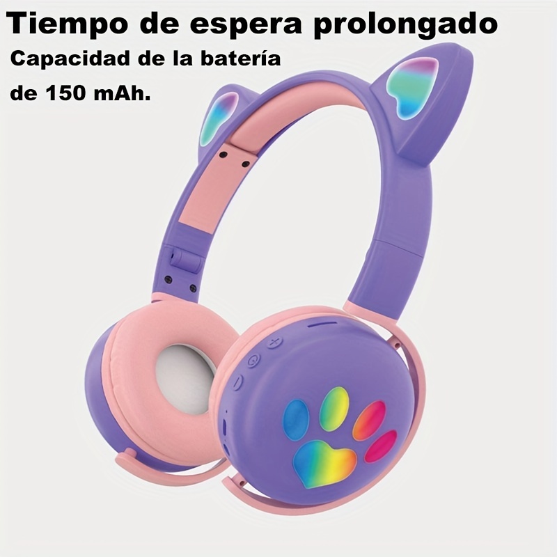 Auriculares Para Niños, Auriculares Bluetooth Estéreo Plegables Ajustables Para  Niños Con Micrófono Para La Escuela