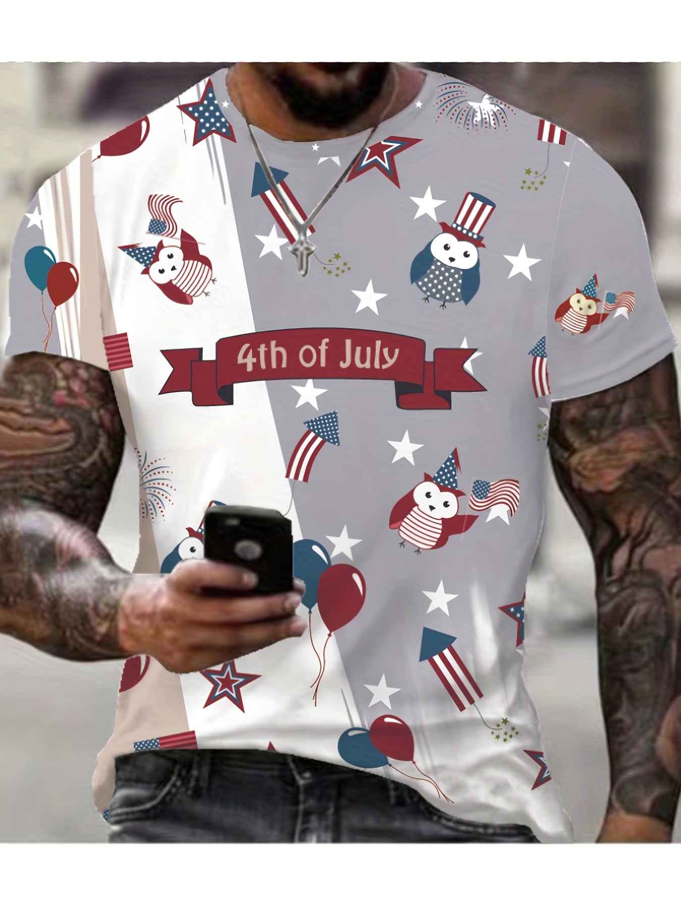 Independence Day Cartoon Pattern Men's Novelty T shirt - Temu Canada
