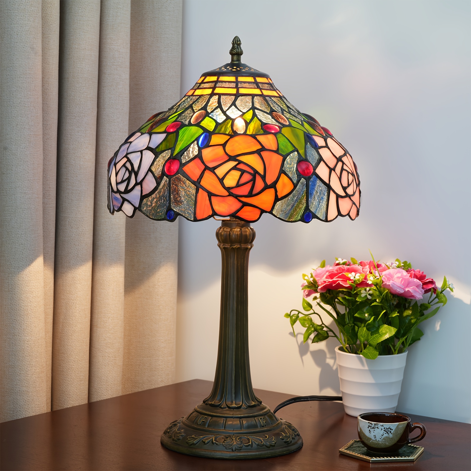 1pc Lampe De Table En Verre Coloré Tiffany De 12 Pouces - Temu Canada
