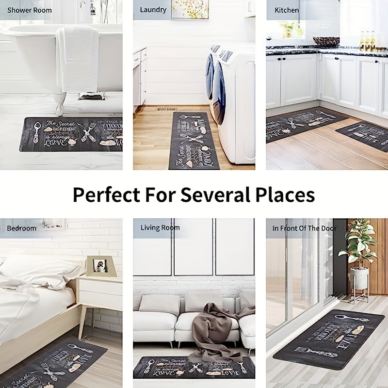 2pcs Absorbent Kitchen Rug Set Waterproof Anti Fatigue Runner Soft Carpet