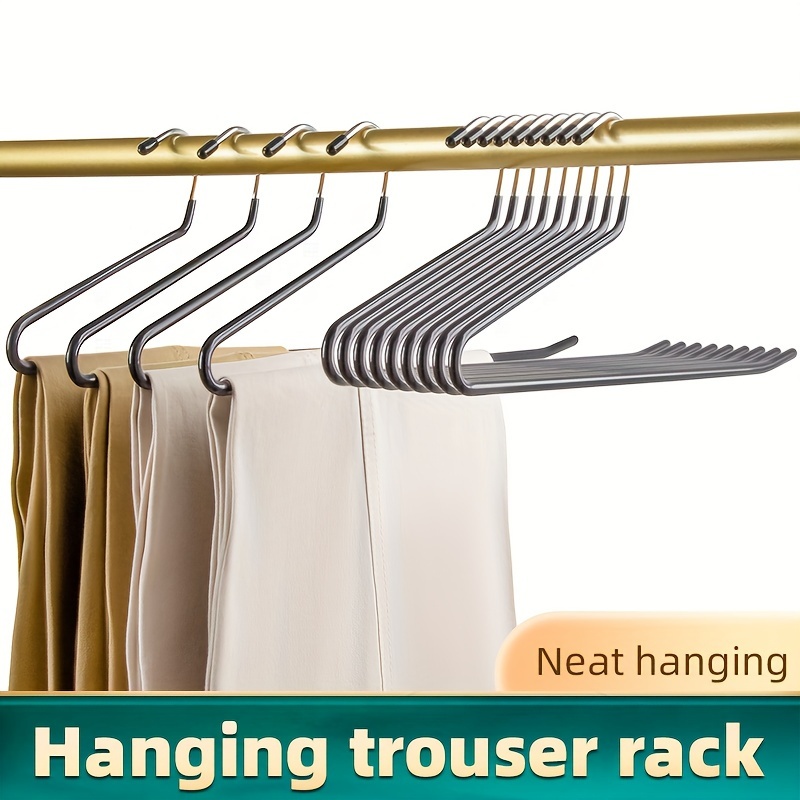

10pcs/set Z-shaped Traceless Non-slip Pants Hangers, Heavy Duty Clothes Racks For Ties, Camisoles, Household Storage Organizer For Bathroom, Bedroom, Closet, Wardrobe, Home, Dorm