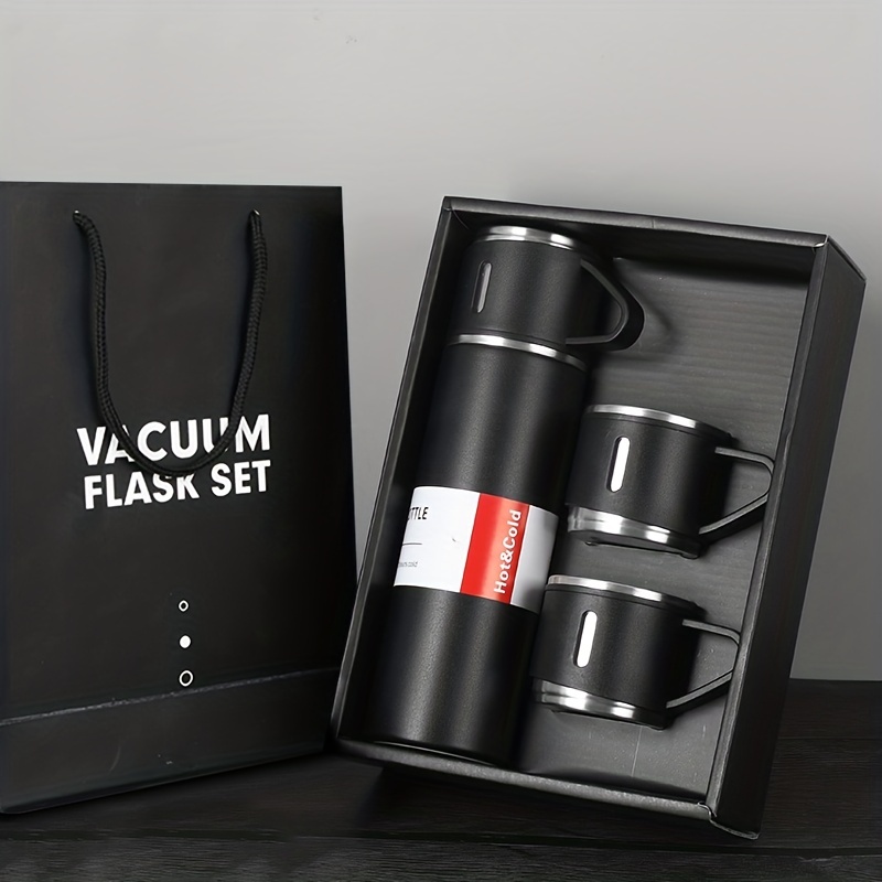 3-Piece Set 304 Stainless Steel Vacuum Flask 500ML Portable