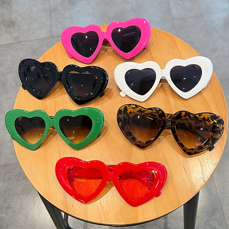 Heart Shaped Sunglasses Women Men Funny Cute Color Block Sun - Temu Canada