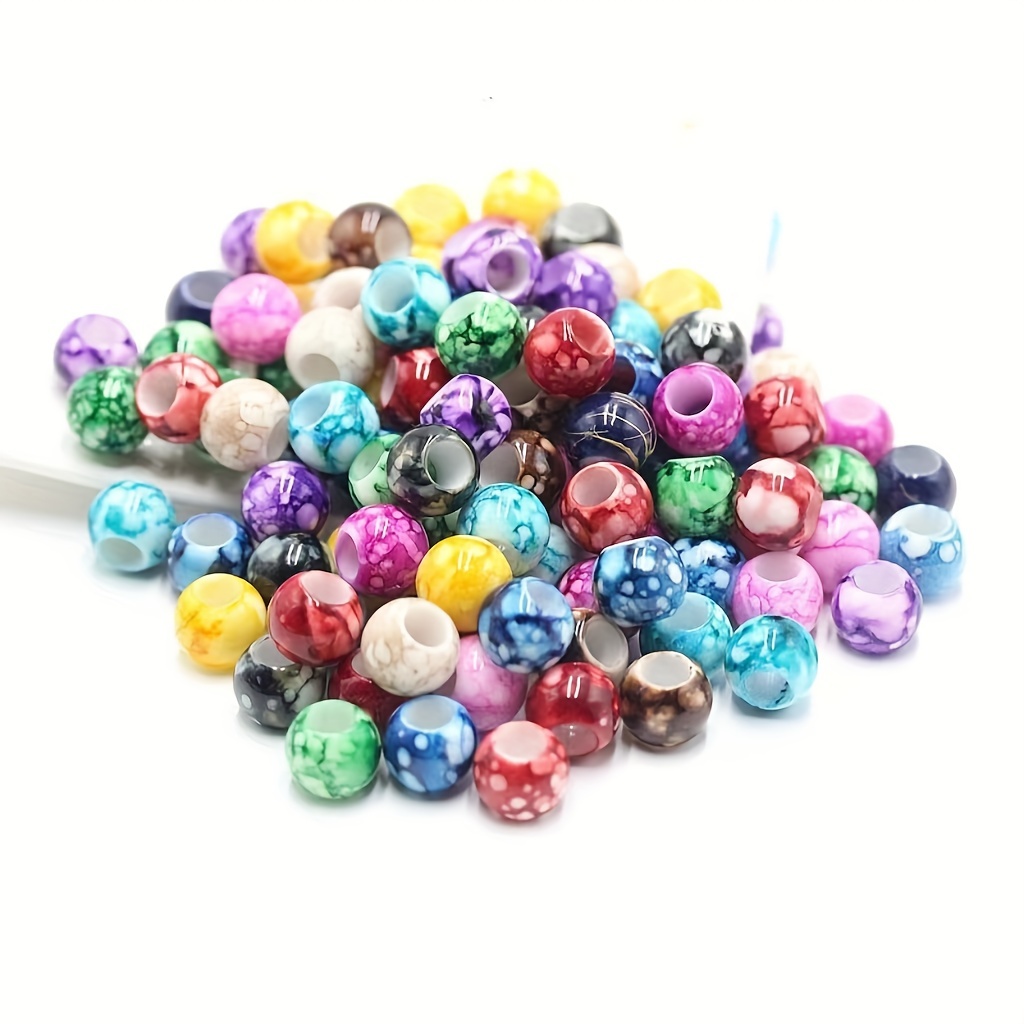 20Pcs Big Hole Beads Glossy 8x14mm Glass Roud Beads With Large Hole For DIY  Making Charms Bracelets Necklace Jewelry Accessories