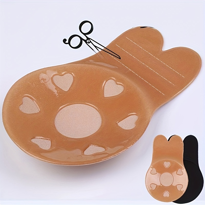 Silicone Invisible Breast Stickers, Breathable Rabbit Ear Bra Cups, Wireless Adhesive Bra Accessories in Various Colors and Models, Hand Washable or Dry Clean, No Print Design, Comfortable Undergarment, Playful Underwear, Flexible Underwear