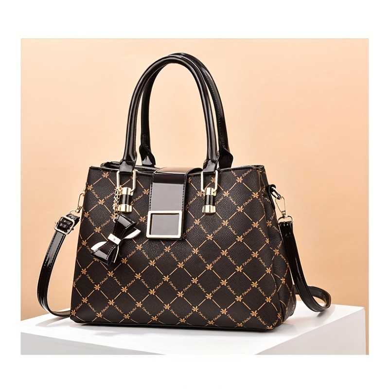 Luxury Brand Design Men Tote Bag Plaid Leather Large Capacity