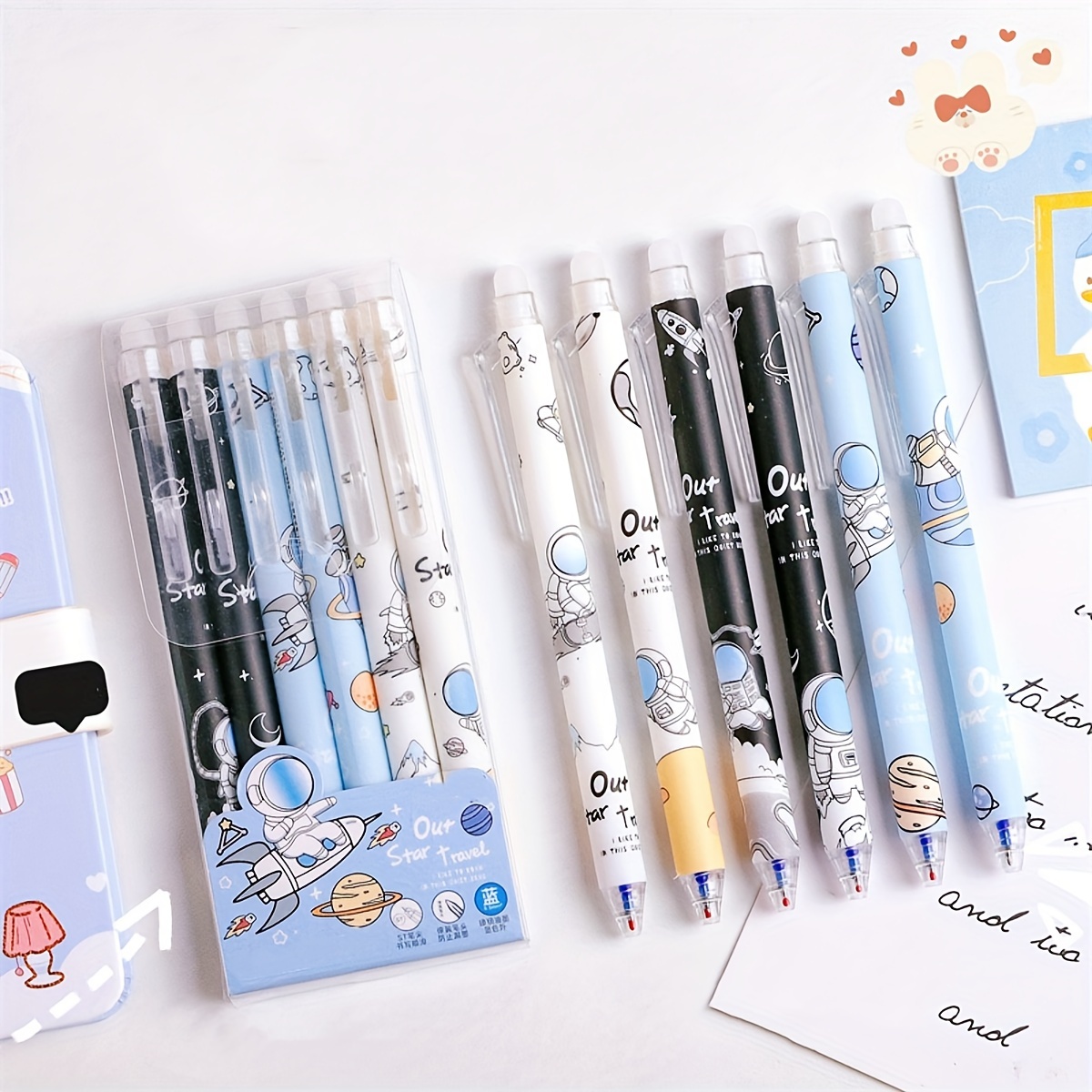 Bear Erasable Pen Set Blue Erasable Neutral Pen Full Needle - Temu