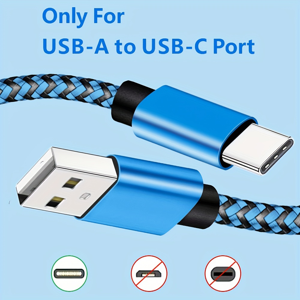 Cable USB A a tipo C, [paquete de 3] Cable USB tipo C de carga rápida de 10  pies para Samsung Galaxy A10/A20/A51/S10/S9/S8, cargador tipo C de 10 pies