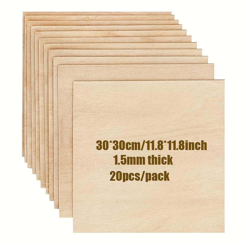 20Pcs Balsa Wood Sheets, 1.5mm Plywood Sheets, Thin Craft Wood Board,  Unfinished Wood DIY Craft Project Ply Board for Hand-Made Project Mini  House Building Architectural Model (100 x 100 x 1.5 mm)