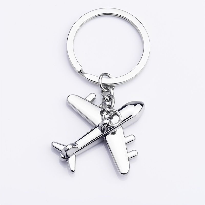 Creative Retro Airplane Metal Keychain Silvery Flight Shape Key Ring Bag  Ornament - Temu