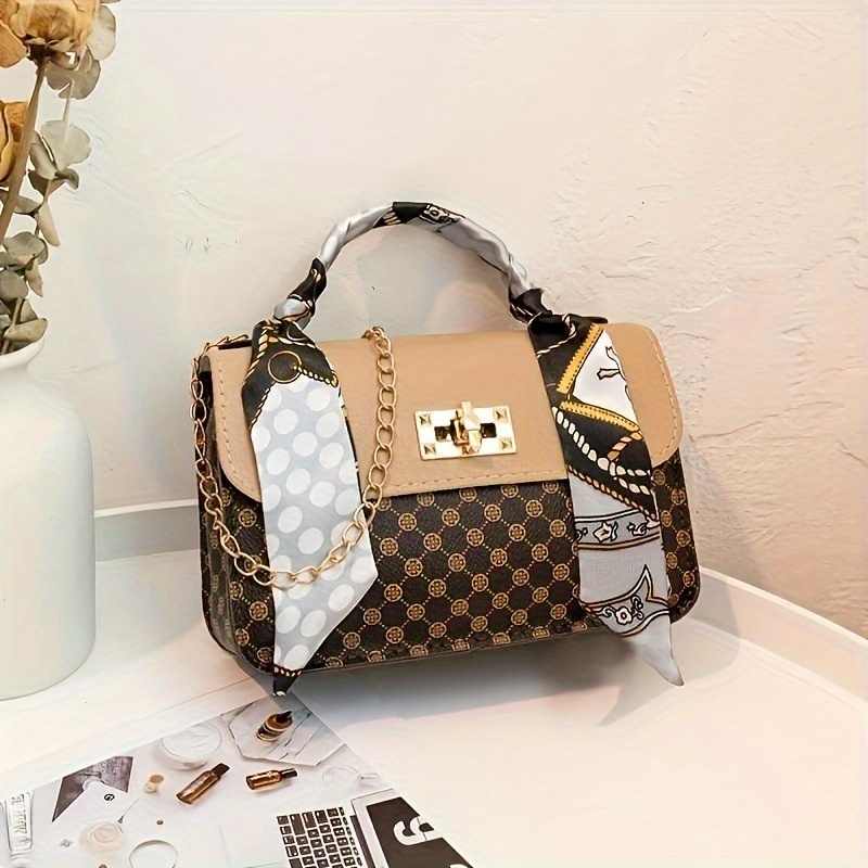

Sac À Bandoulière Imprimé Trèfle À Quatre Feuilles, Sac À Bandoulière Élégant Décor D'écharpe, Sac À Main Et Sac À Main À Chaîne Pour Femmes